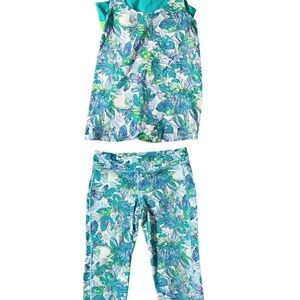 2 PC Old Navy Active "Go-Dry" Top SizBottoms sTeal Tank with Lime Green Straps